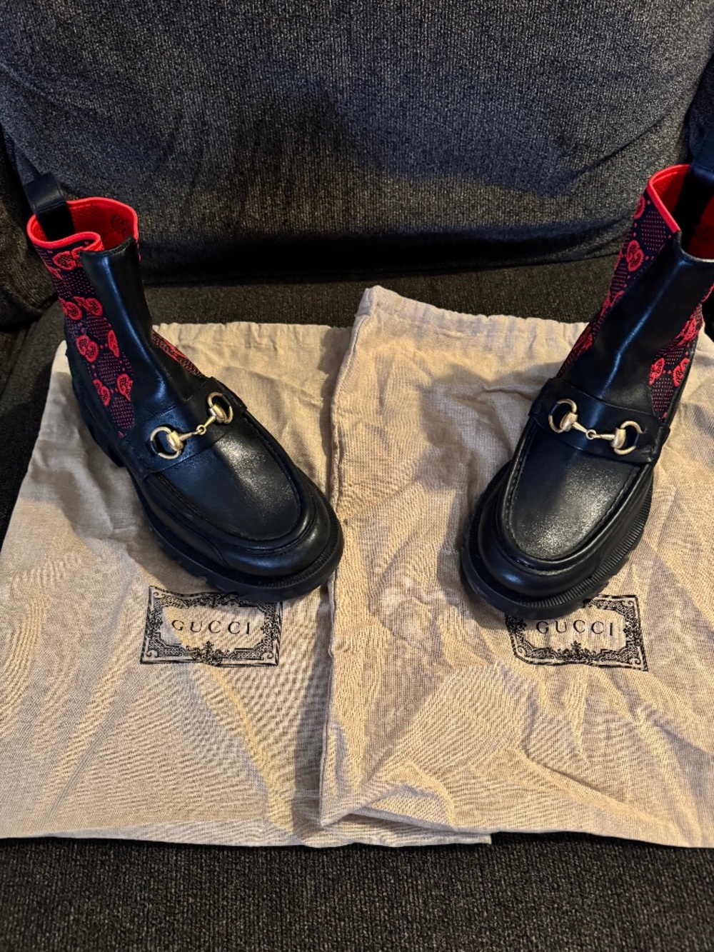 Gucci Monogram Leather Chelsea Boot Size 6 Eur 7us
